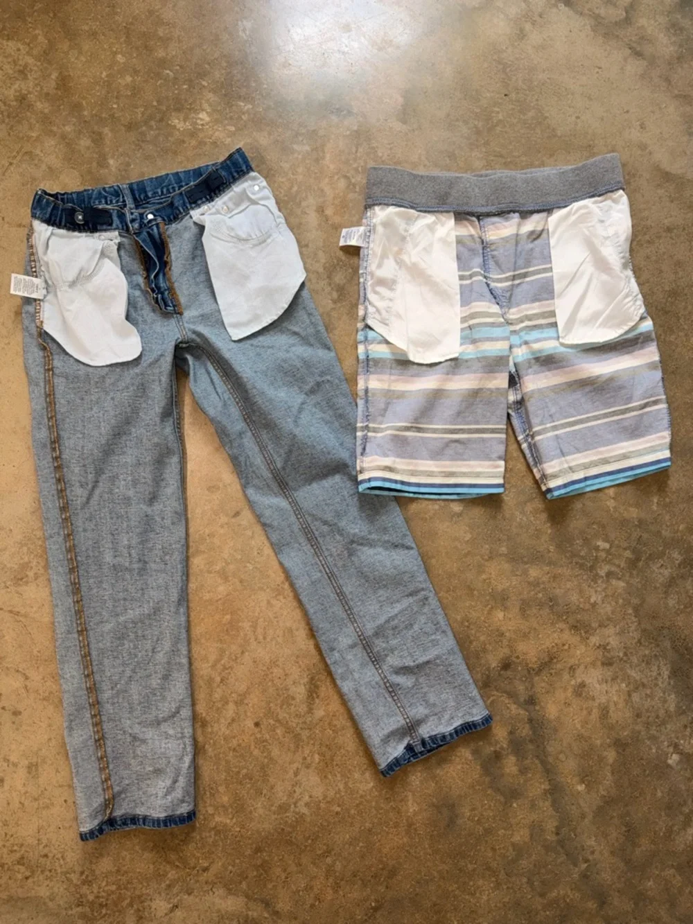 Boys Bundle - Blue Striped Shorts and Adjustable Waist Denim Jeans - Size XL - Picture 7 of 13